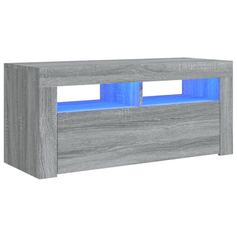 Mueble de TV con luces LED gris Sonoma 90x35x40