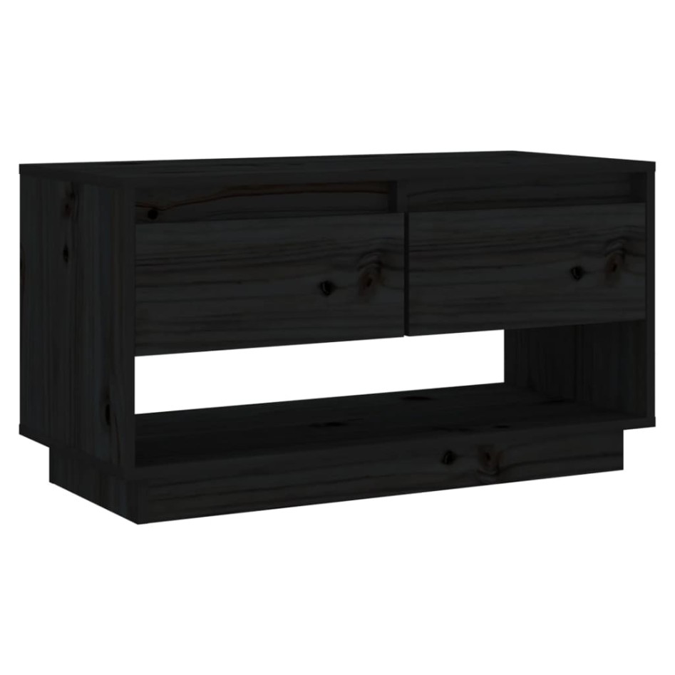 Mueble de TV de madera maciza de pino negro 74x34x40