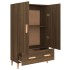 Aparador alto de madera contrachapada marrón roble 70x31x115