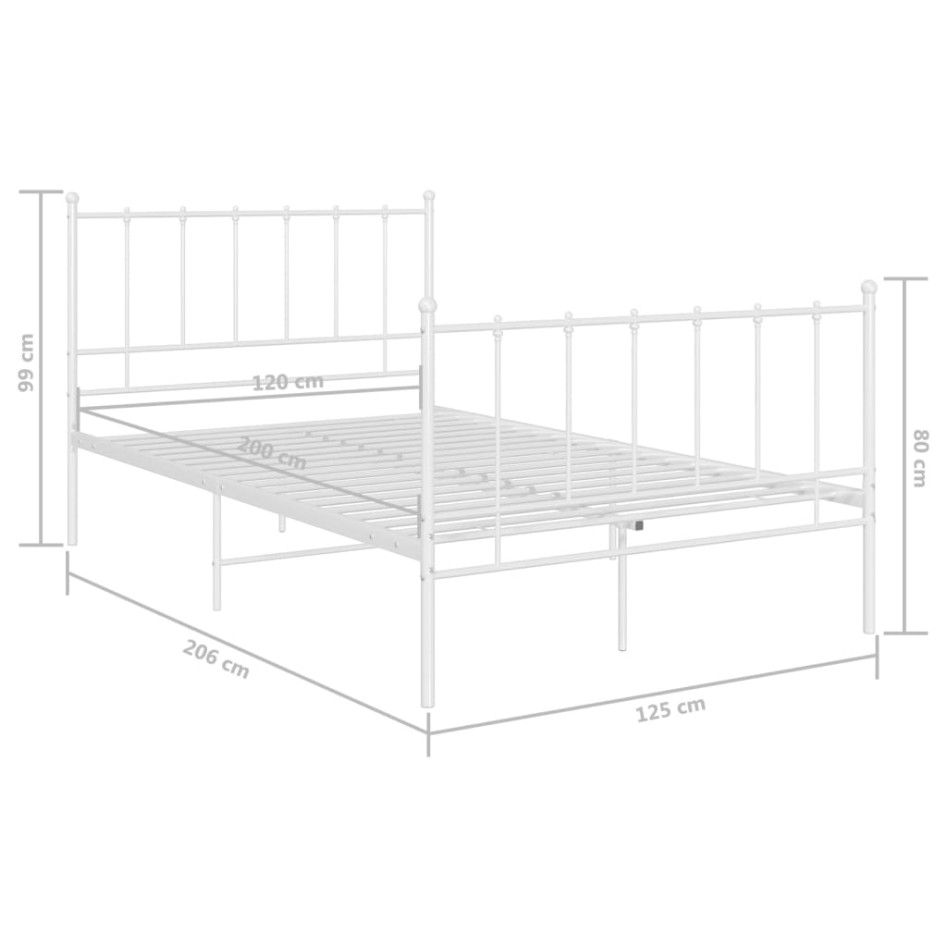 Estructura de cama sin colchón metal blanco 120x200