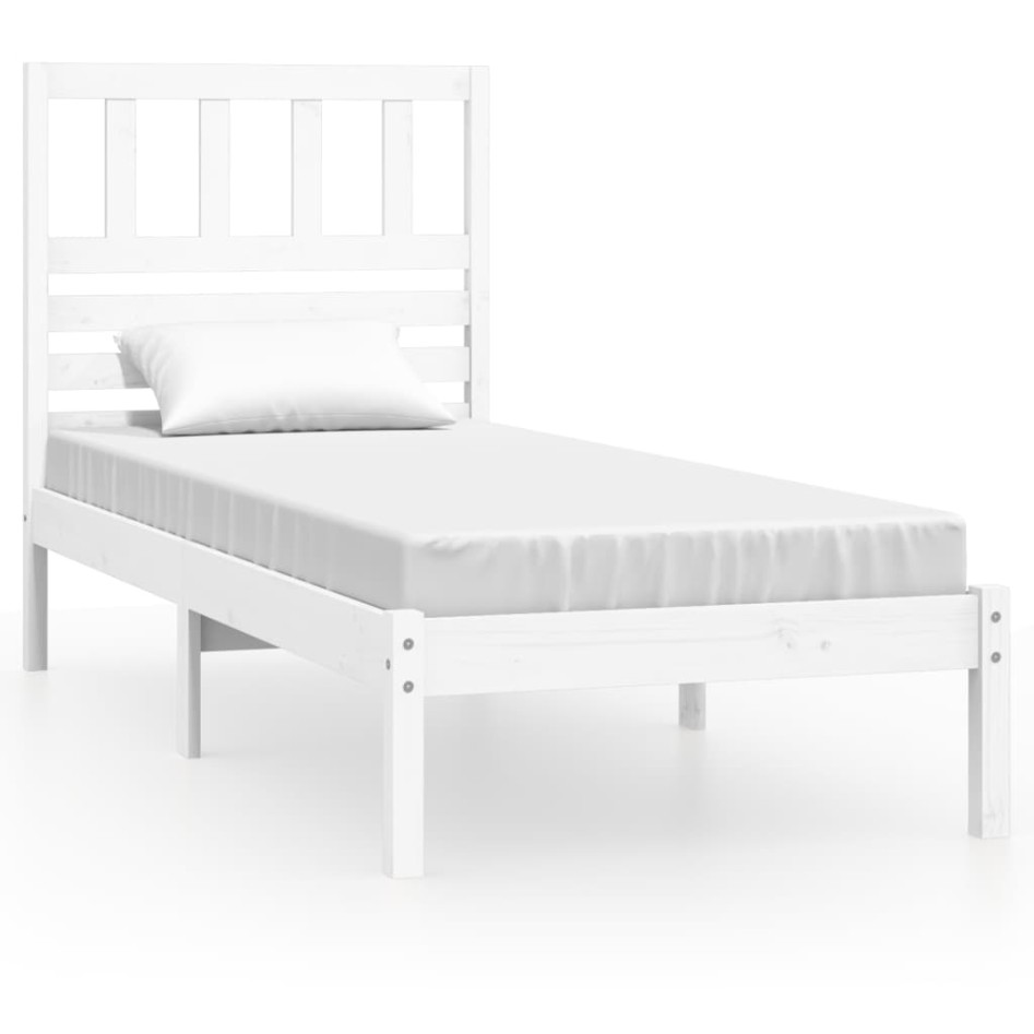Estructura de cama sin colchón madera maciza blanca 75x190