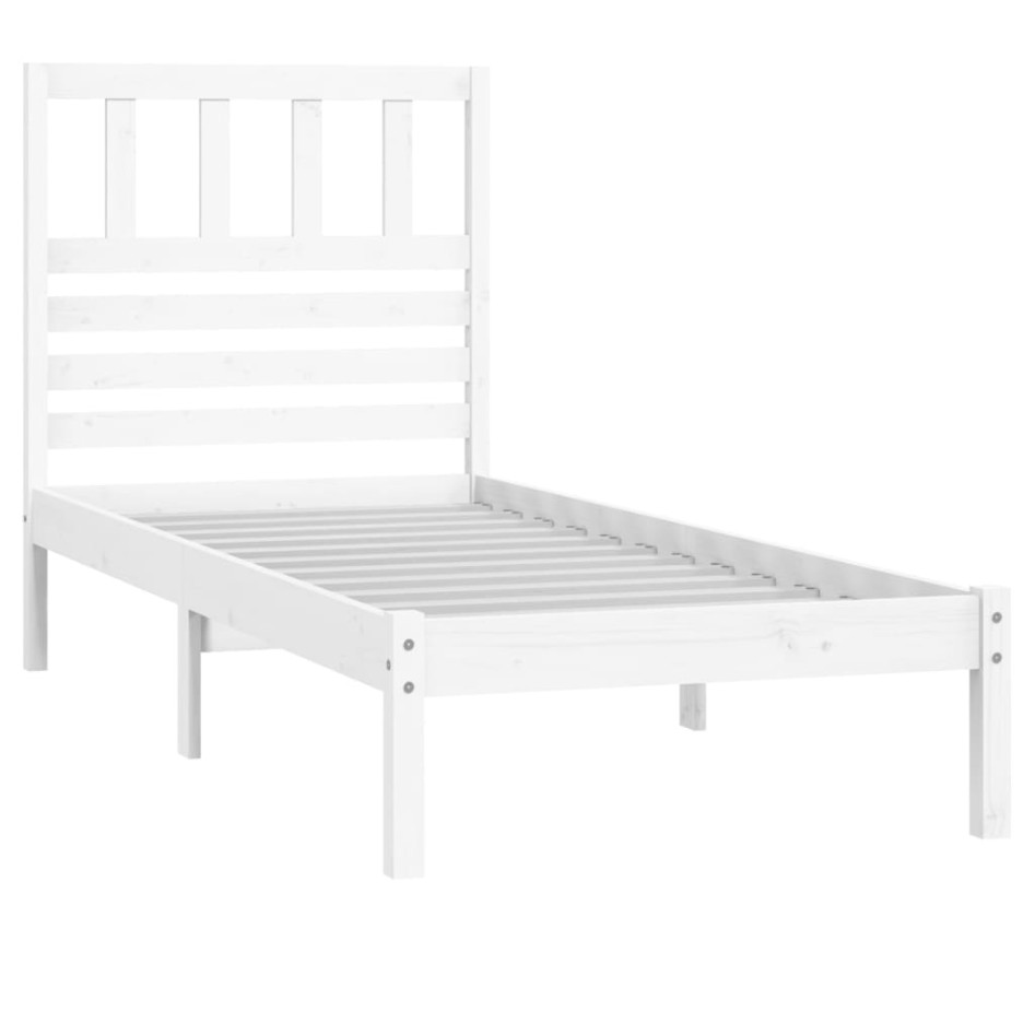 Estructura de cama sin colchón madera maciza blanca 75x190