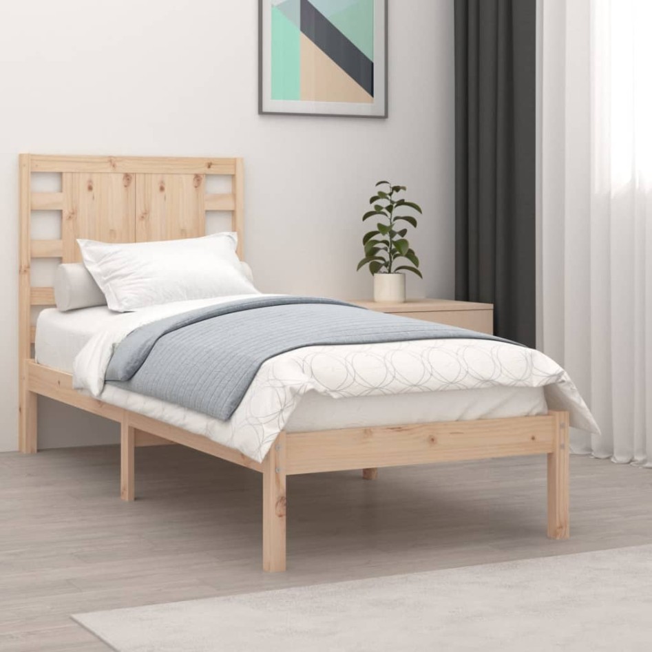 Estructura de cama madera maciza 90x190