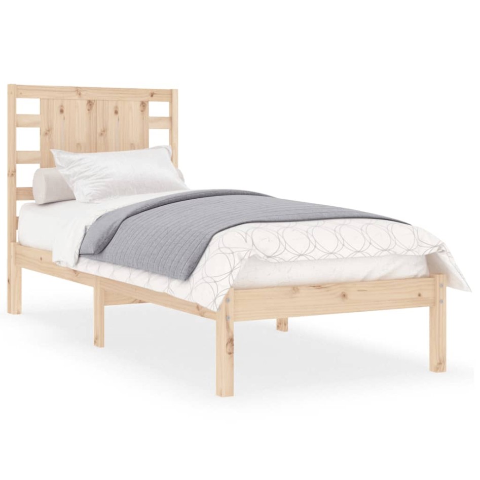 Estructura de cama madera maciza 90x190