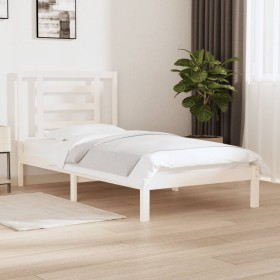 Estructura de cama sin colchón madera maciza blanca 90x190