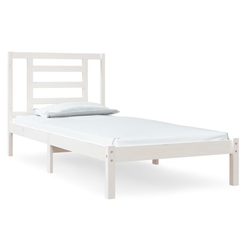 Estructura de cama sin colchón madera maciza blanca 90x190
