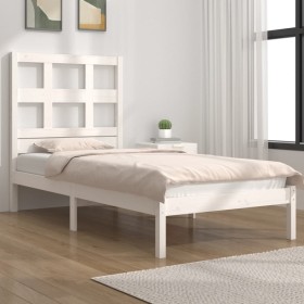 Estructura de cama sin colchón madera maciza blanca 90x190