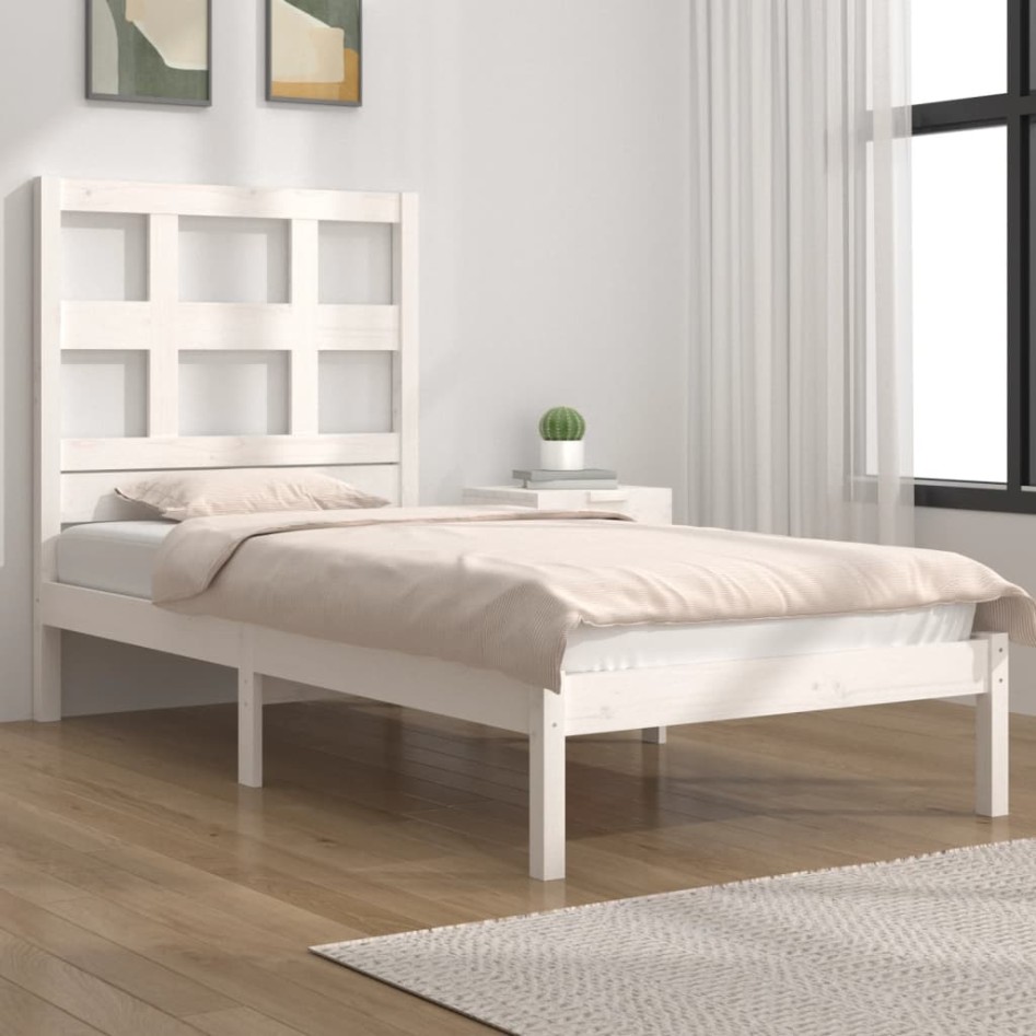 Estructura de cama sin colchón madera maciza blanca 90x190