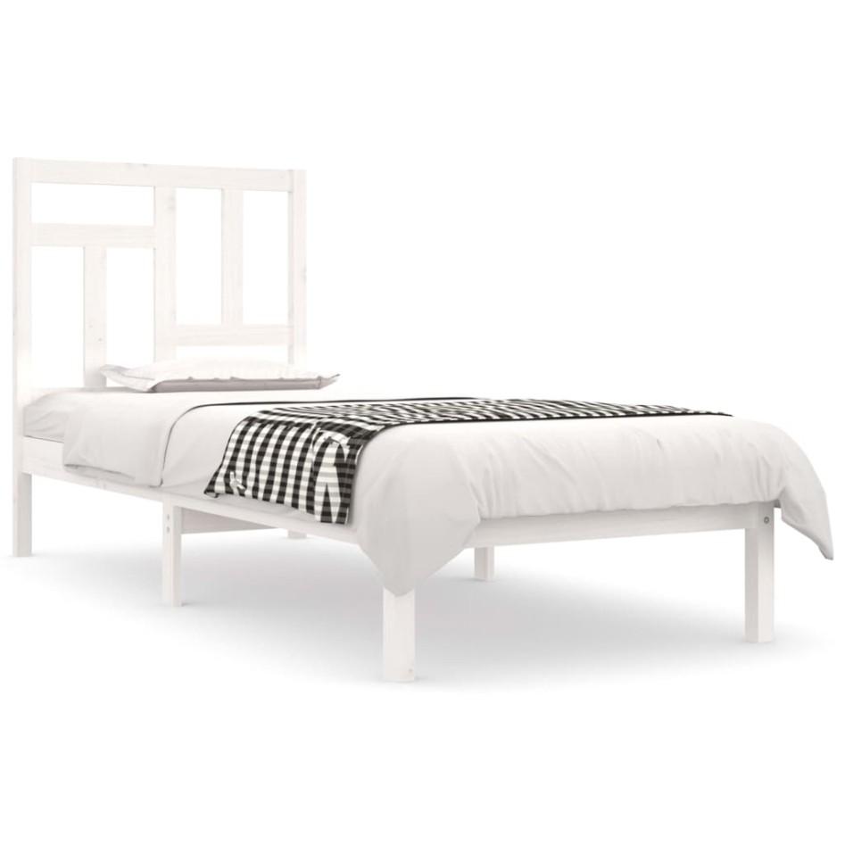Estructura de cama sin colchón madera de pino blanca 90x200