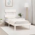 Estructura de cama individual madera maciza blanco 90x190