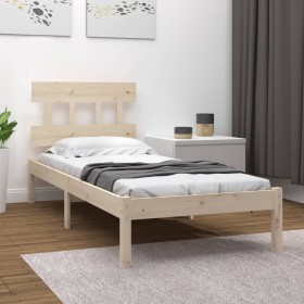 Estructura de cama individual madera maciza 90x200
