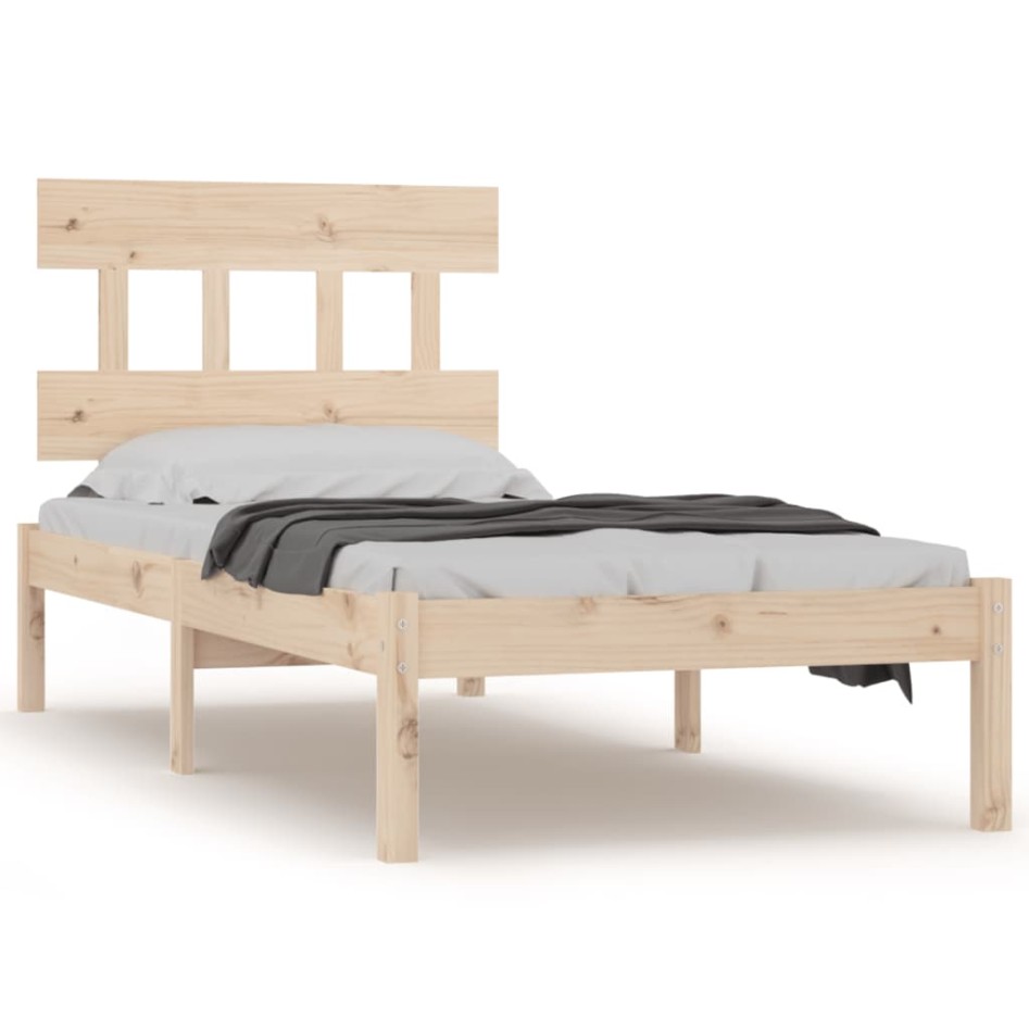 Estructura de cama individual madera maciza 90x200