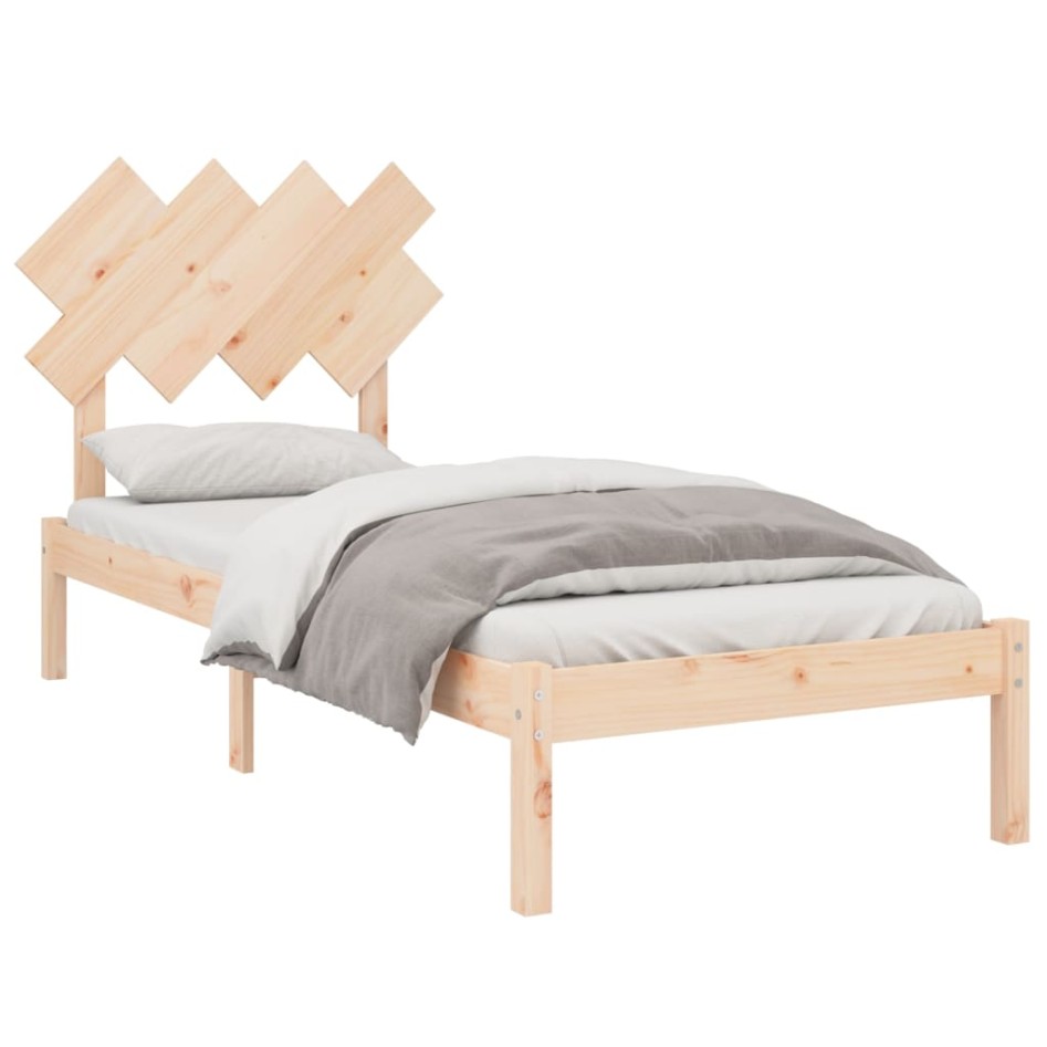 Estructura de cama individual de madera maciza 90x190