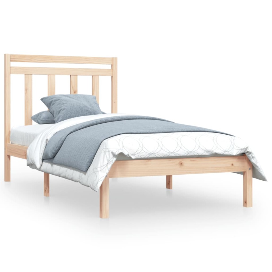 Estructura de cama madera maciza 90x190