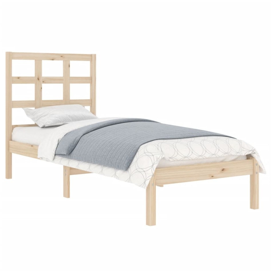Estructura de cama madera maciza 90x190