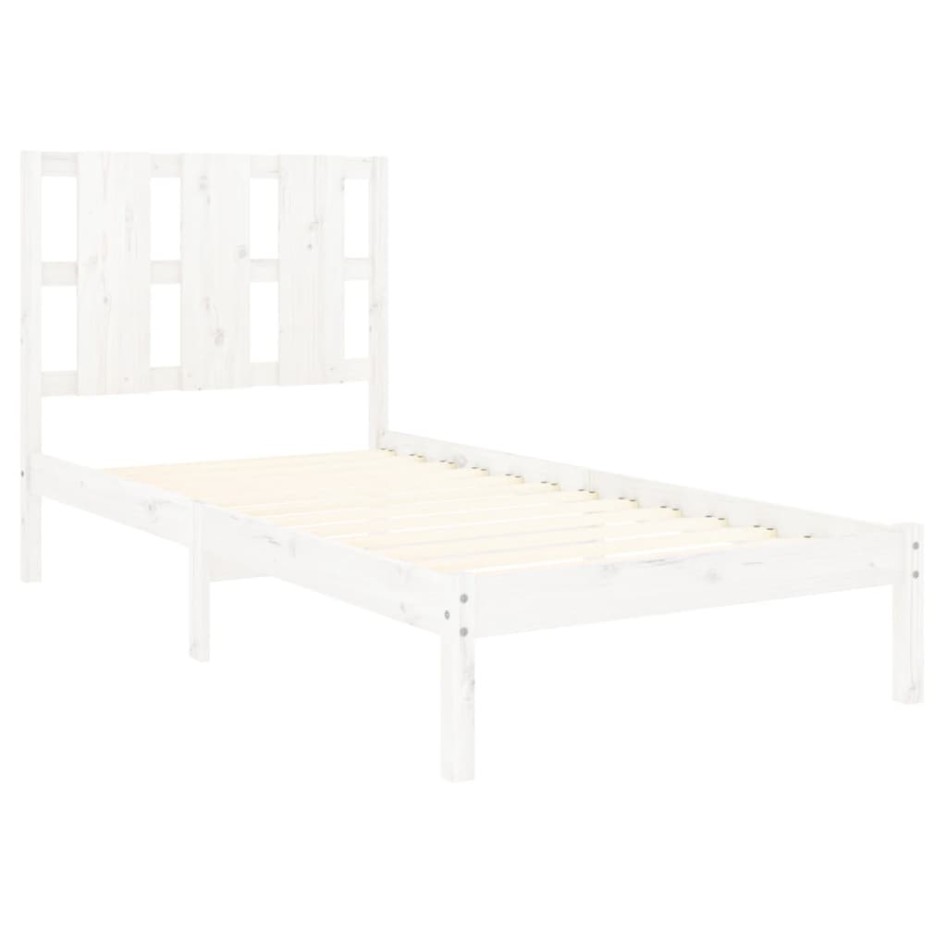 Estructura de cama individual madera maciza blanco 90x190
