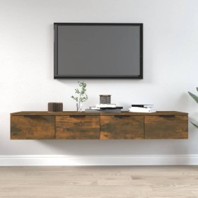 Armarios de pared 2 uds contrachapada roble ahumado 68x30x20