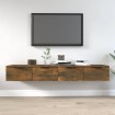 Armarios de pared 2 uds contrachapada roble ahumado 68x30x20 cm