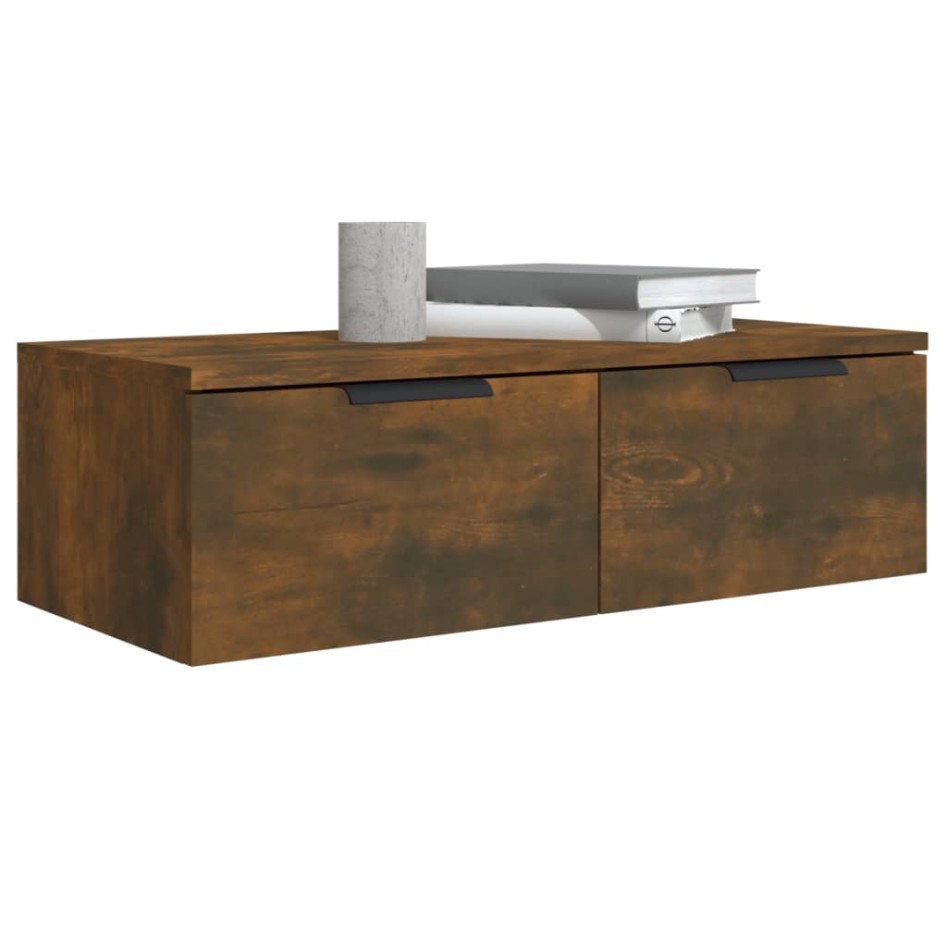 Armarios de pared 2 uds contrachapada roble ahumado 68x30x20