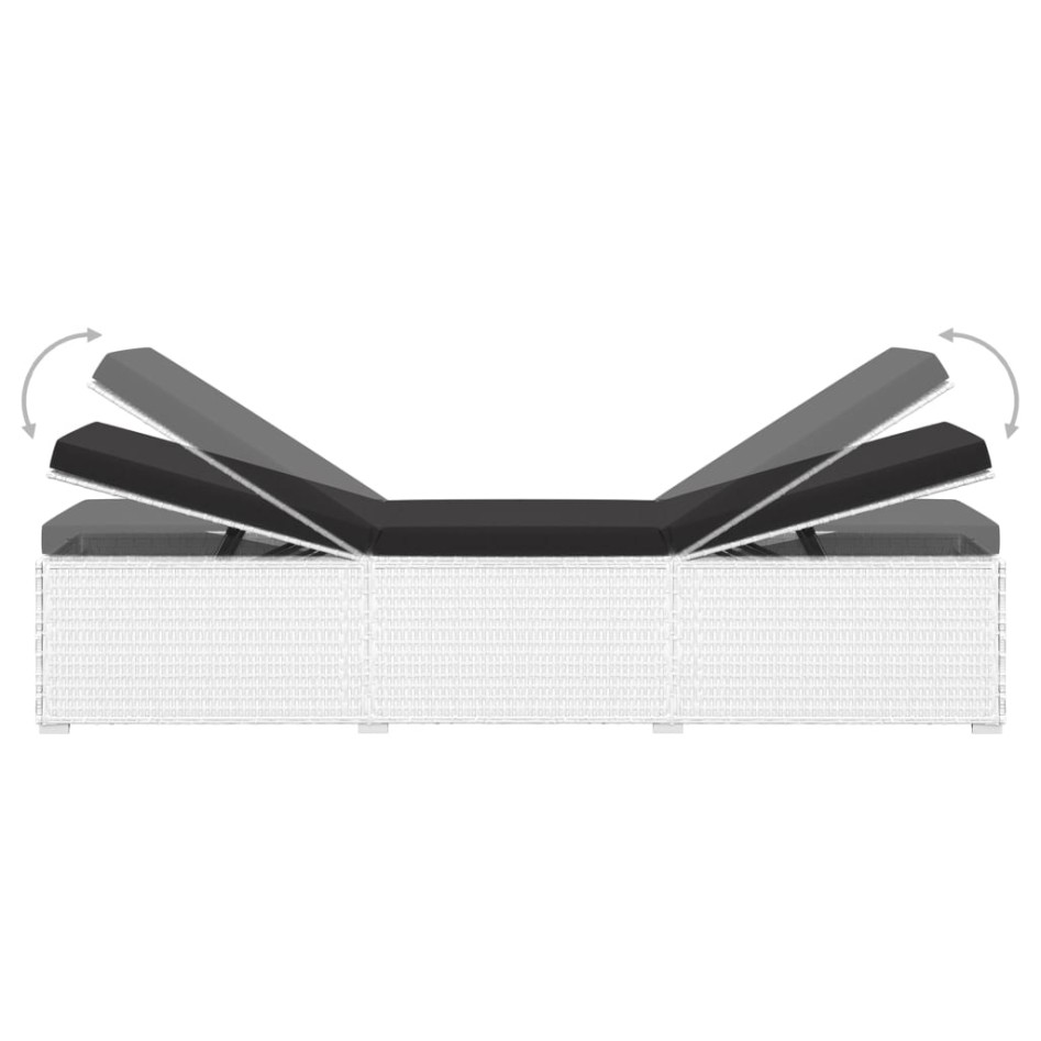 Tumbona de jardín con cojín y mesita ratán sintético