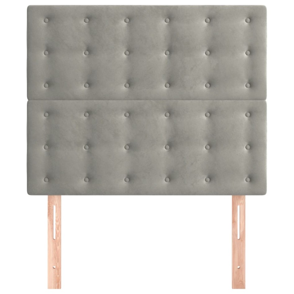 Cabeceros 2 unidades de terciopelo gris claro 90x5x78/88