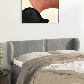 Cabecero de terciopelo gris claro 147x23x78/88