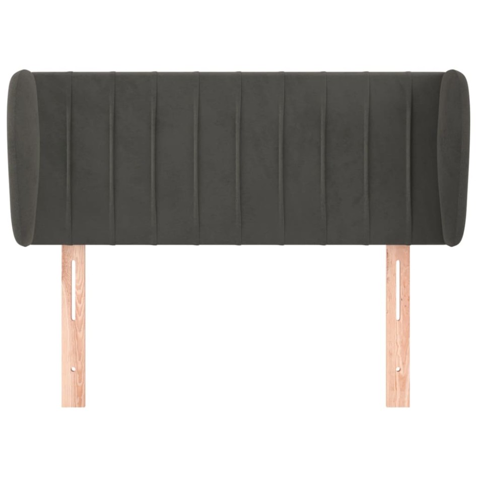 Cabecero de terciopelo gris oscuro 93x23x78/88