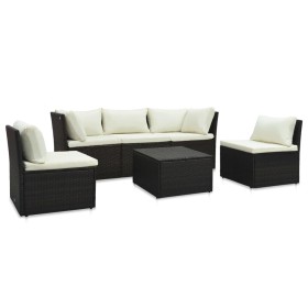 Set de muebles de jardín 4 pzas y cojines ratán sintético