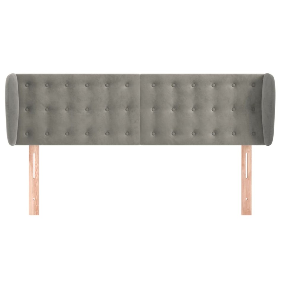 Cabecero de terciopelo gris claro 147x23x78/88