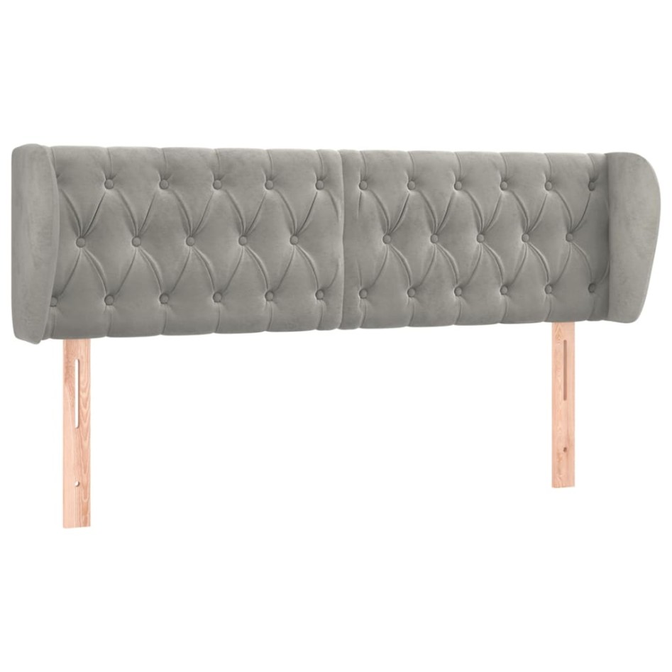 Cabecero de terciopelo gris claro 163x23x78/88