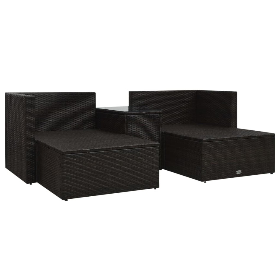 Set muebles de jardín 5 piezas y cojines ratán sintético