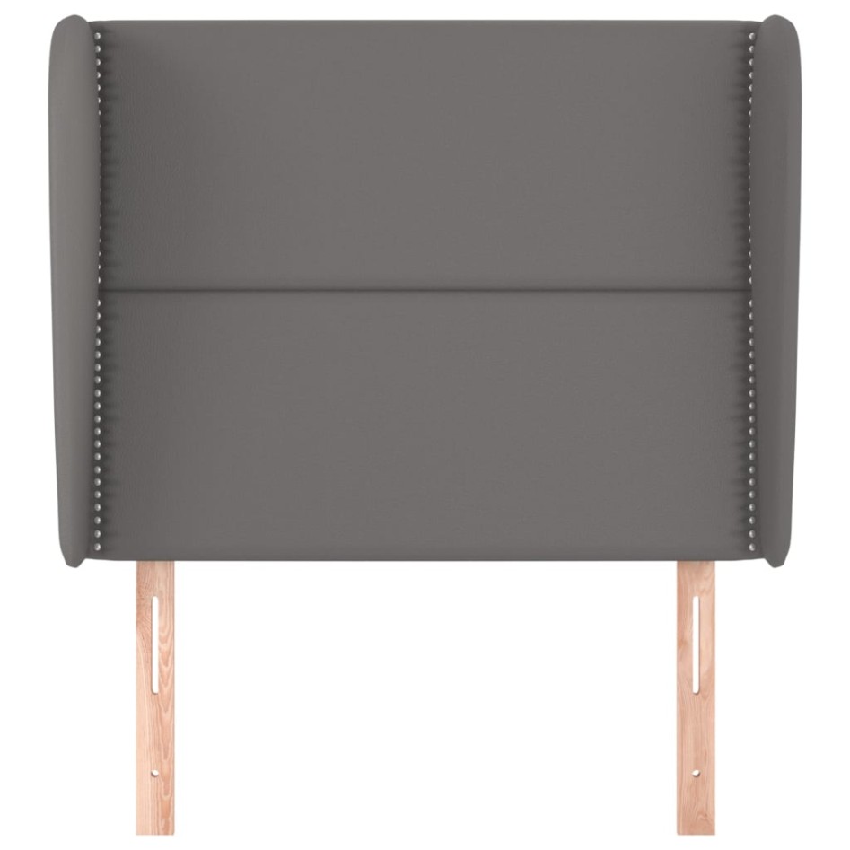 Cabecero con orejas de cuero sintético gris 83x23x118/128