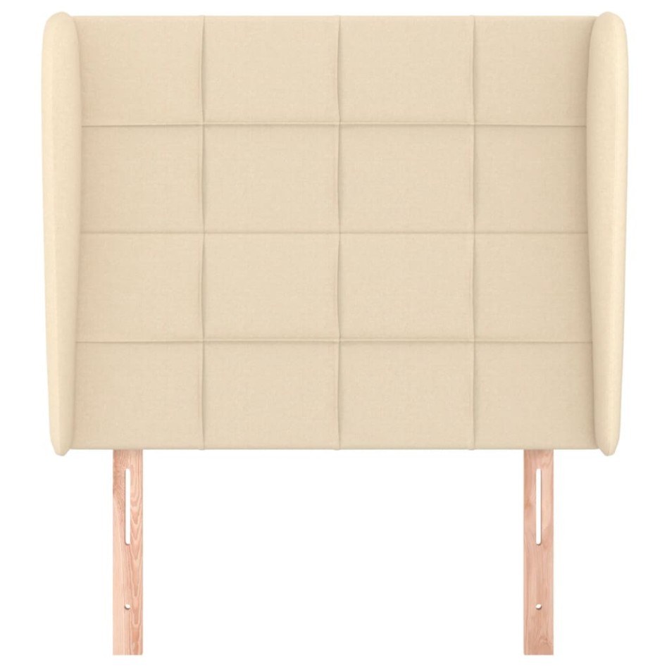 Cabecero con orejas de tela color crema 93x23x118/128