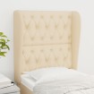 Cabecero con orejas de tela color crema 83x23x118/128 cm