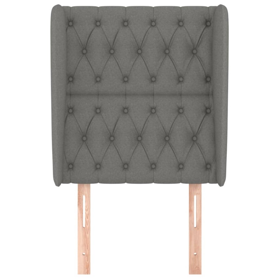 Cabecero con orejas de tela gris oscuro 83x23x118/128