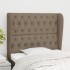Cabecero con orejas de tela gris taupe 93x23x118/128