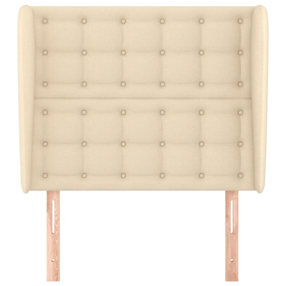 Cabecero con orejas de tela color crema 83x23x118/128