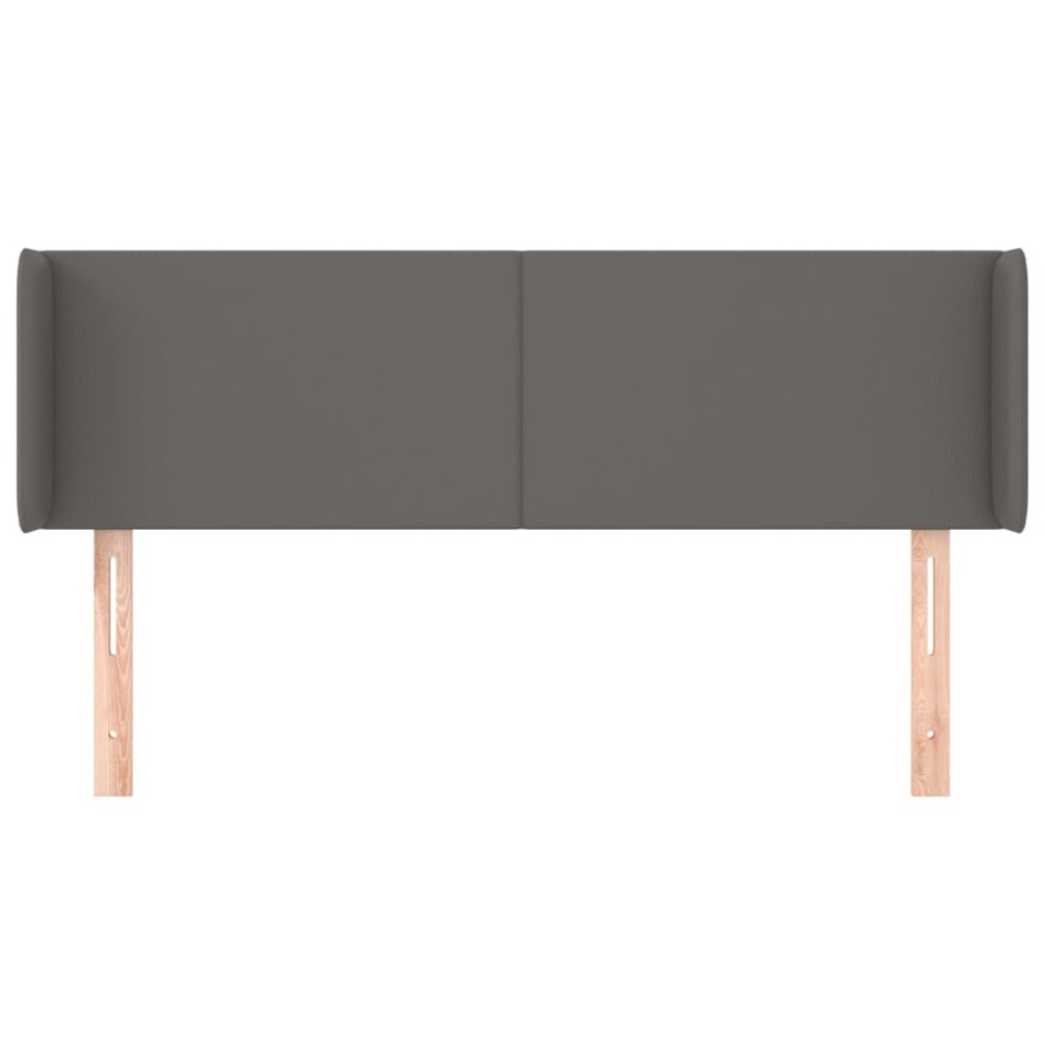 Cabecero de cuero sintético gris 147x16x78/88