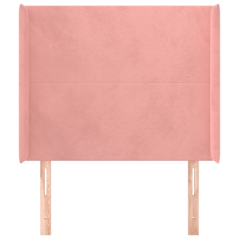 Cabecero con orejas de terciopelo rosa 103x16x118/128