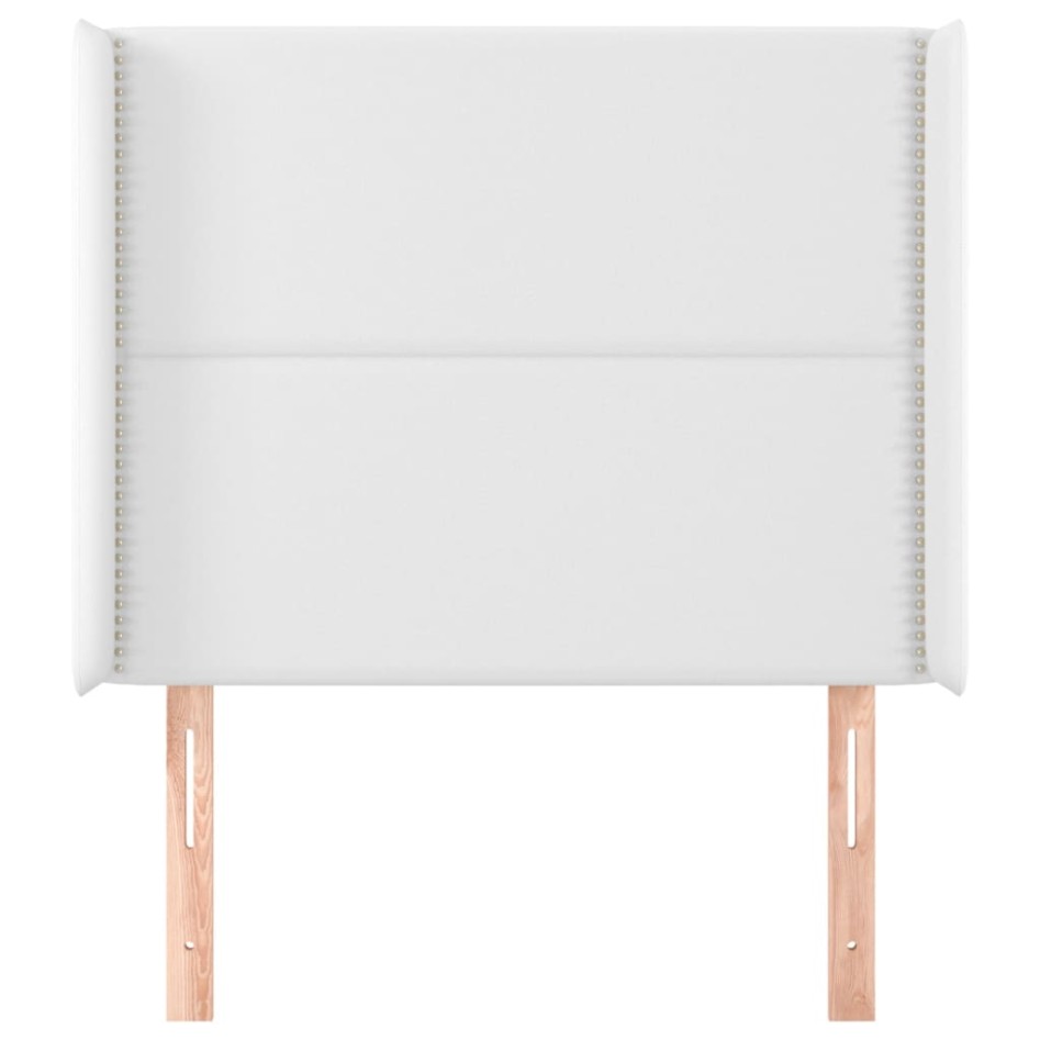 Cabecero con orejas de cuero sintético blanco 93x16x118/128