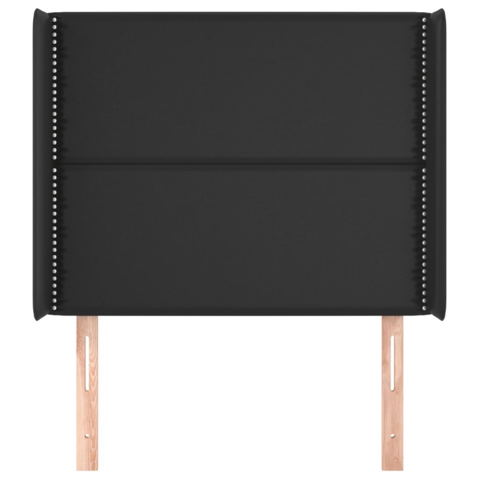 Cabecero con orejas de cuero sintético negro 83x16x118/128