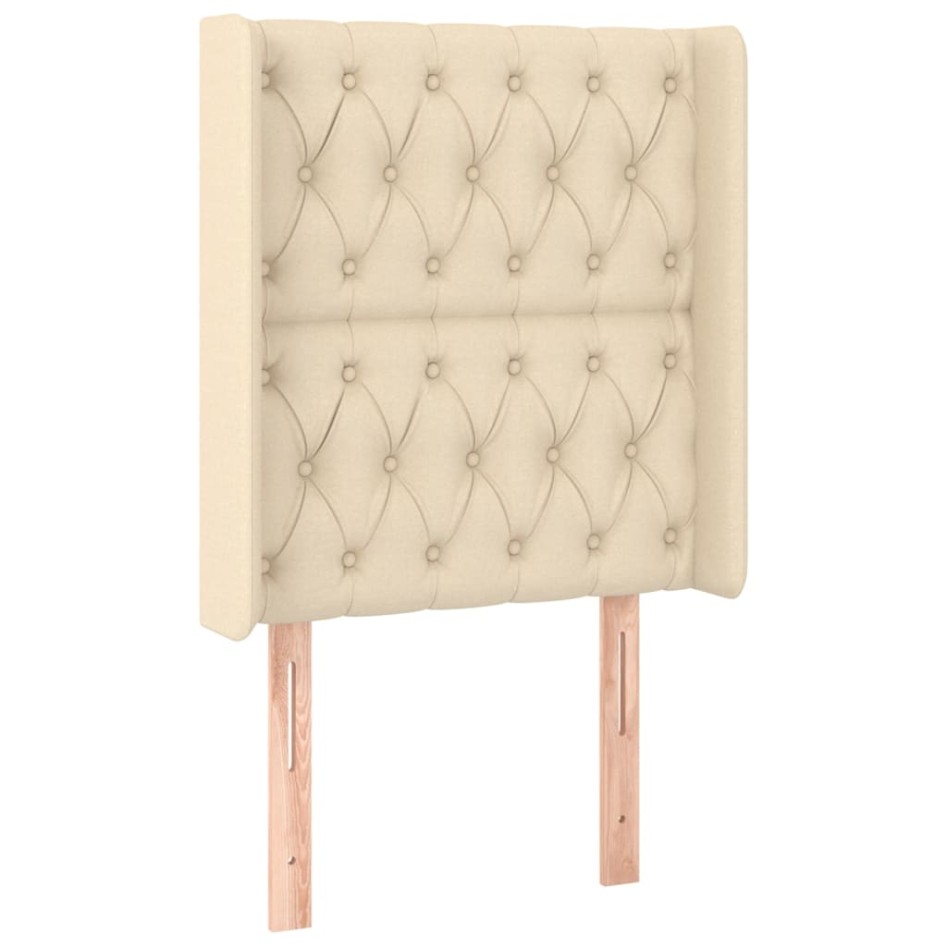 Cabecero con orejas de tela color crema 83x16x118/128