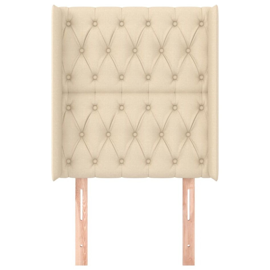 Cabecero con orejas de tela color crema 83x16x118/128