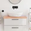 Encimera baño madera maciza tratada marrón claro 80x40x(2-6) cm