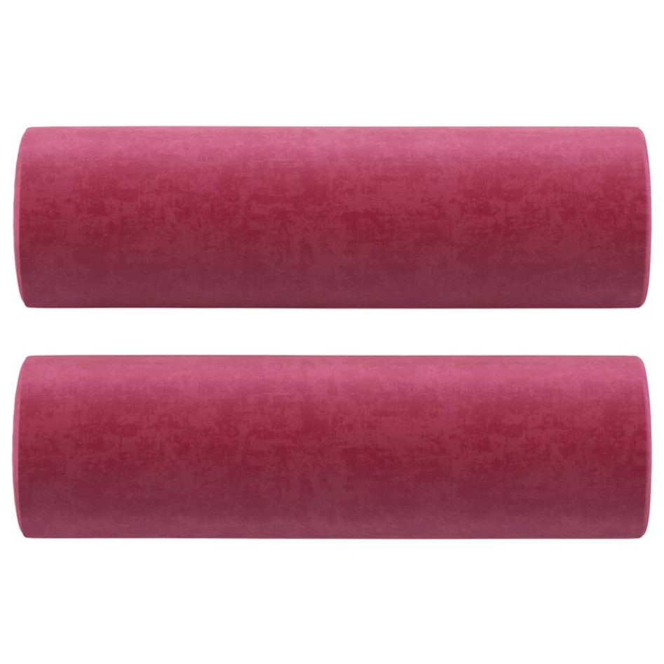 Sofá de 3 plazas con cojines terciopelo rojo tinto 180