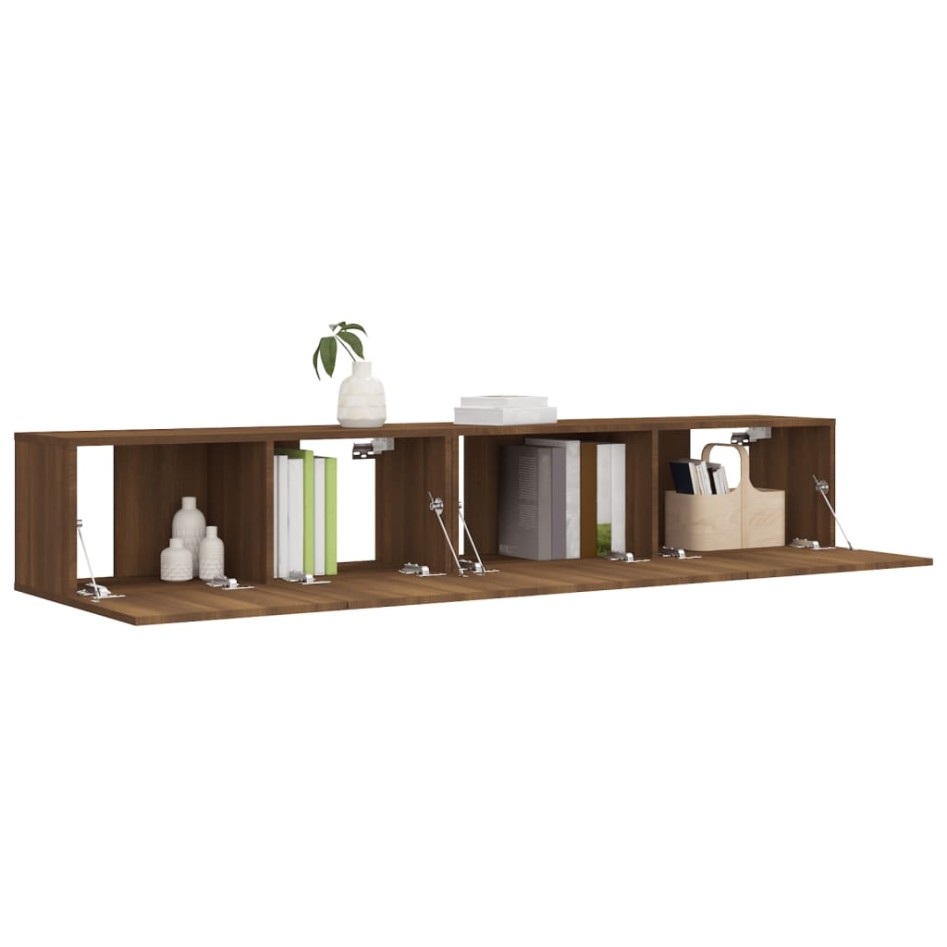 Set de muebles para TV 2 pzas madera contrachapada roble