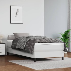 Estructura de cama sin colchón cuero sintético blanco