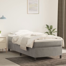 Estructura de cama sin colchón terciopelo gris claro 80x200