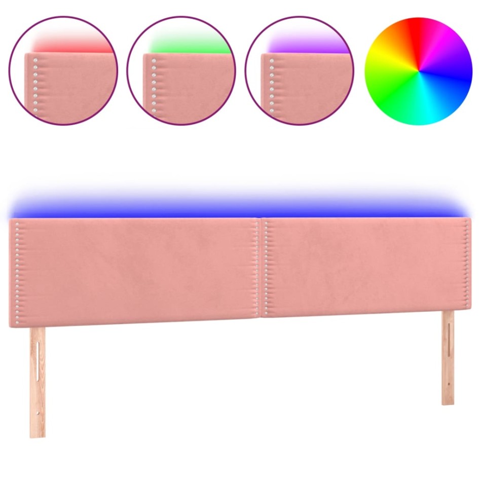 Cabecero con LED de terciopelo rosa 200x5x78/88