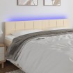 Cabecero con LED de tela color crema 200x5x78/88 cm